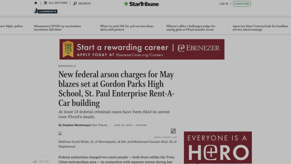 New Federal Arson Charges For May Blazes Set at Gordon Parks High School, St. Paul Enterprise Rent-A-Car Building