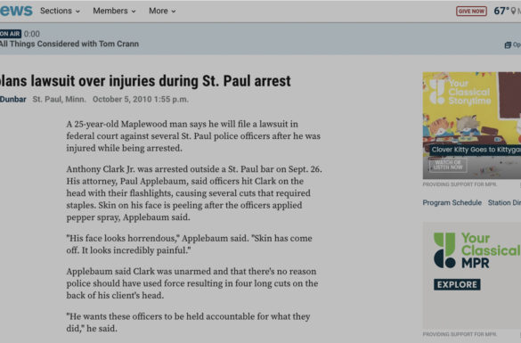 Man Sues St. Paul Police Officers, Saying He Was Beaten Without Cause